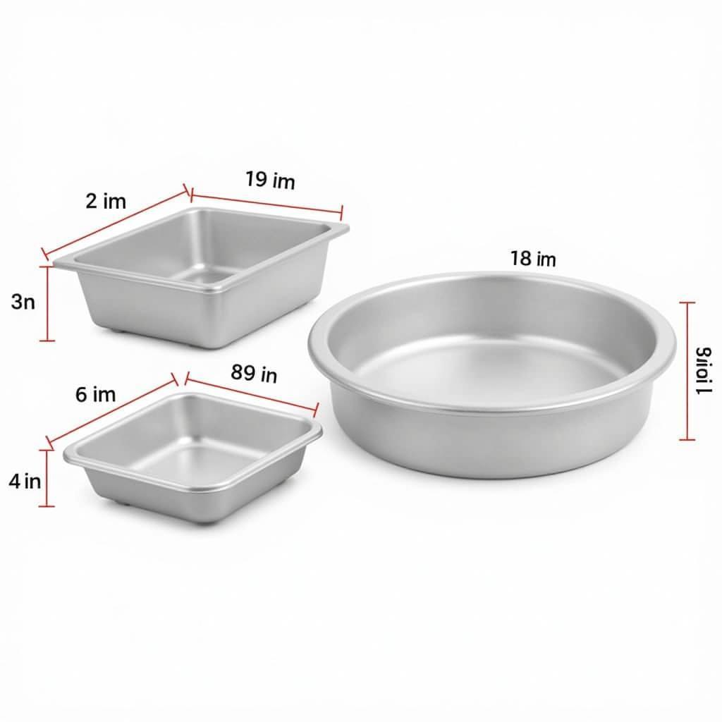 A set of 1/6 size food pans with different depths