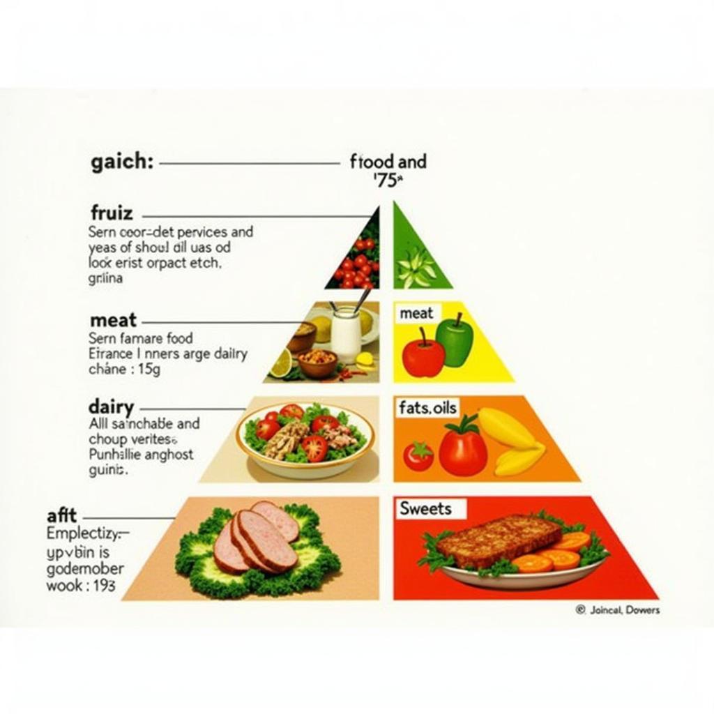 1970 Food Pyramid Basic Food Groups Diagram