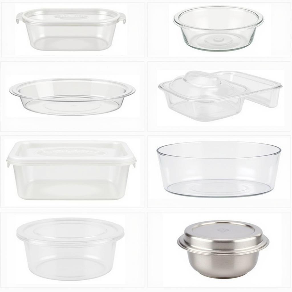 Various 32 oz food containers with different lid types and materials