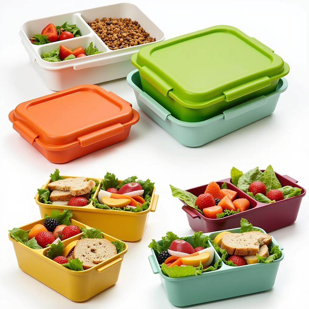 Assortment of 4 Compartment Food Containers