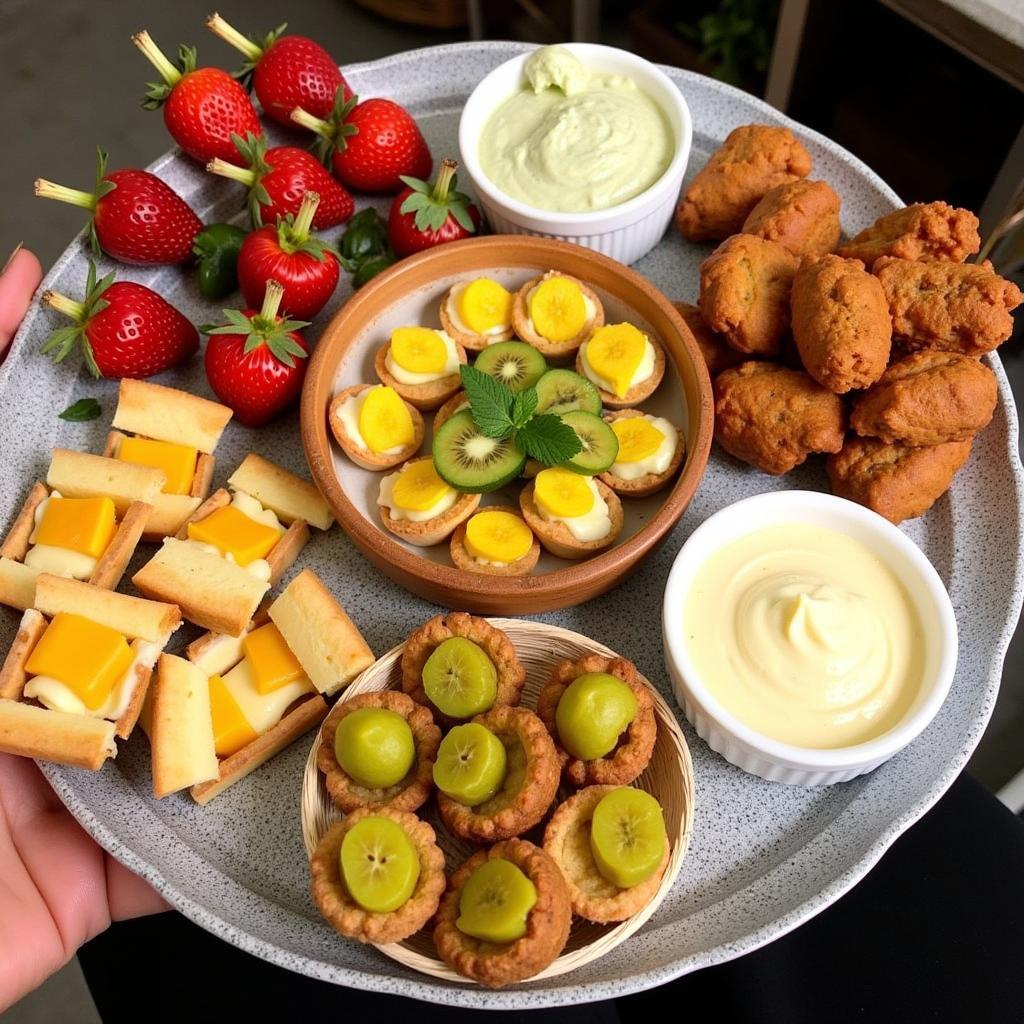 Assortment of appetizers arranged on a platter