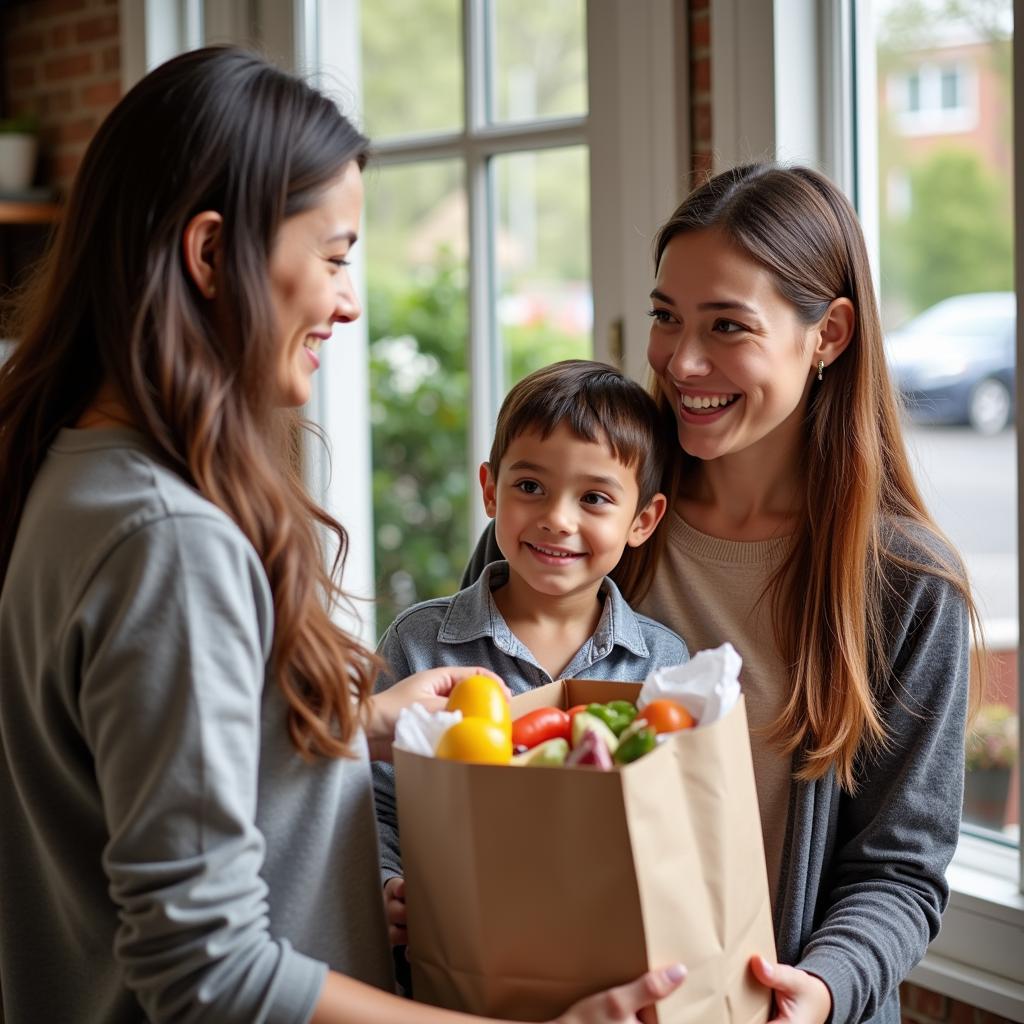 Family Receiving Groceries at a Seymour Food Pantry