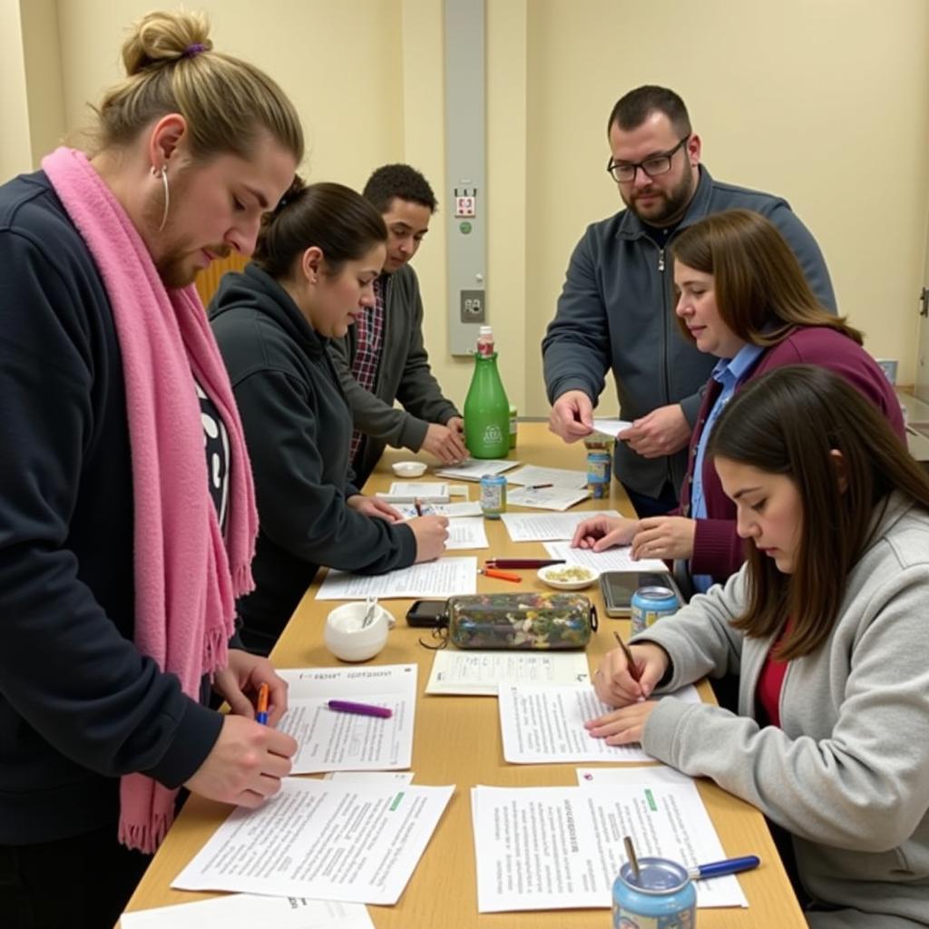 Individuals registering for food assistance at Medway food pantry