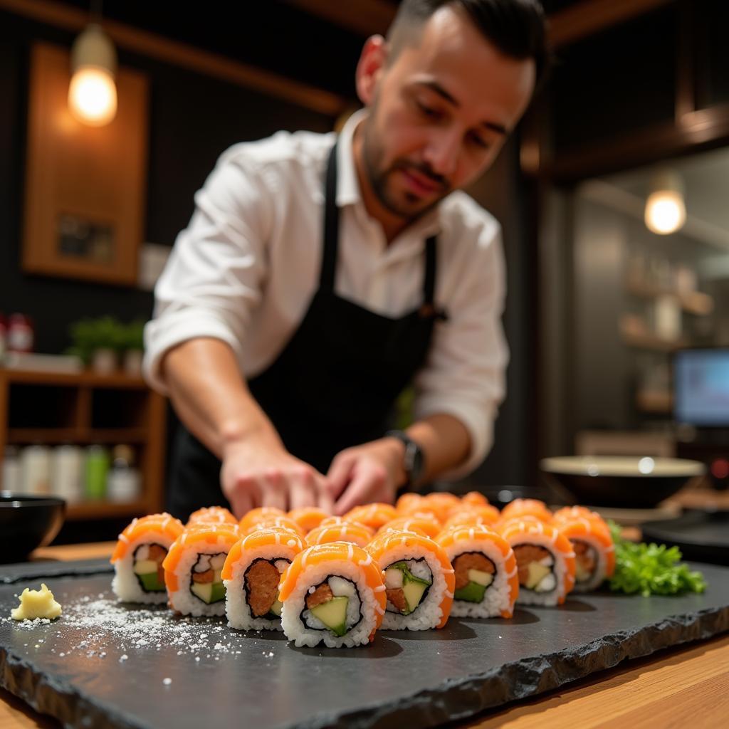  Acme Express Sushi Chef Preparing Rolls 