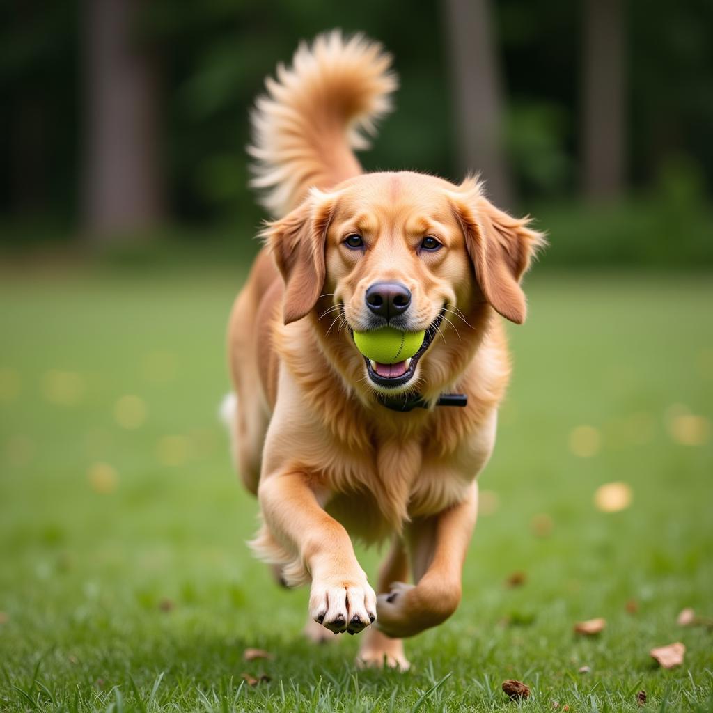 Active Dog Playing Fetch