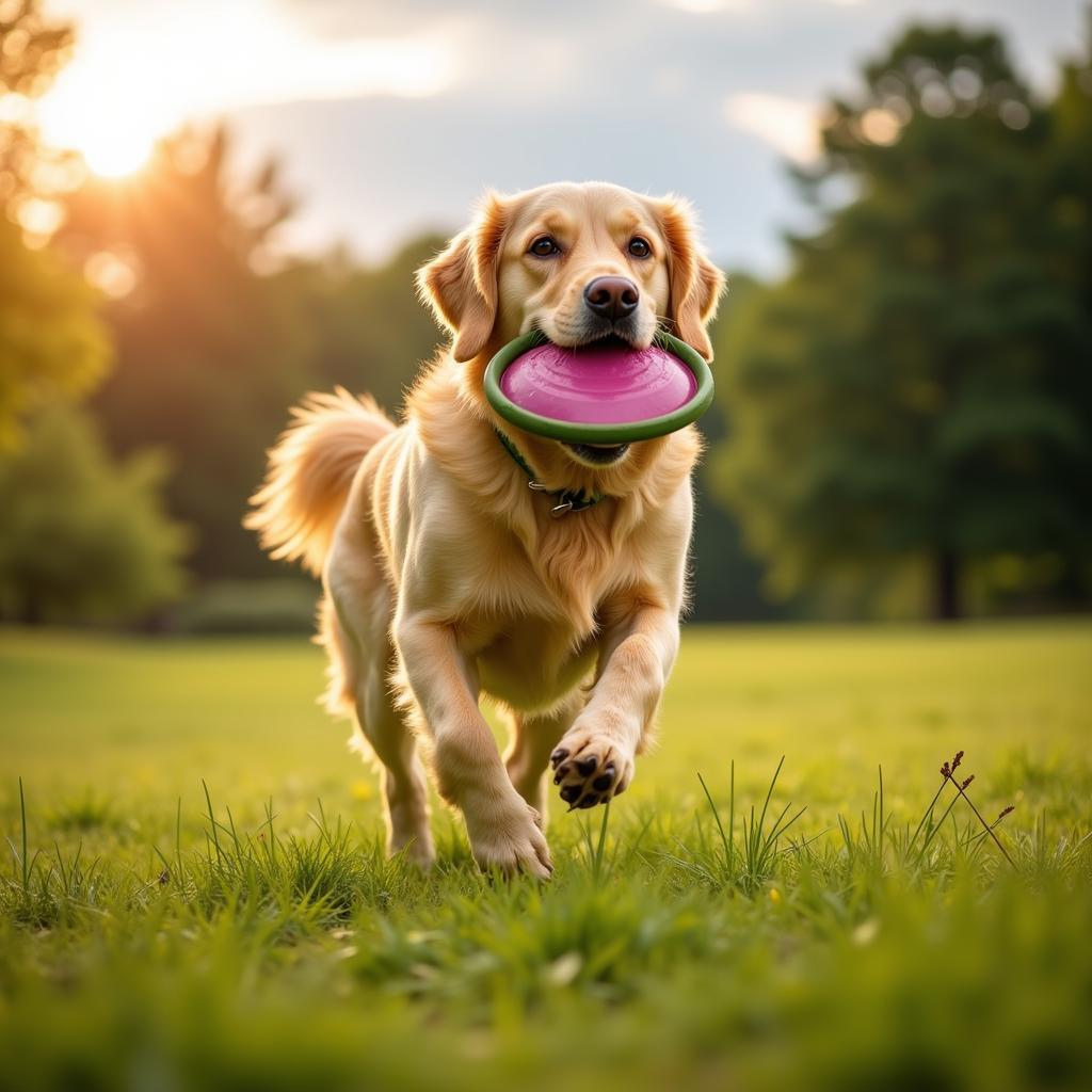 Active Dog Playing Outdoors