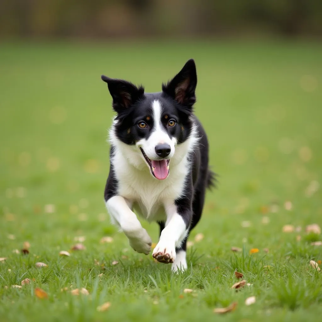 Active Dog Running in Field