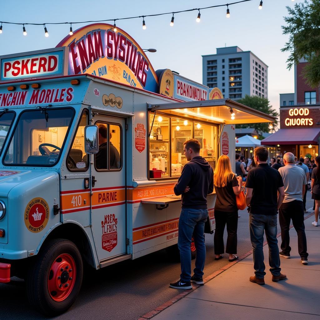 Vibrant food truck exterior in Adobe Guadalupe