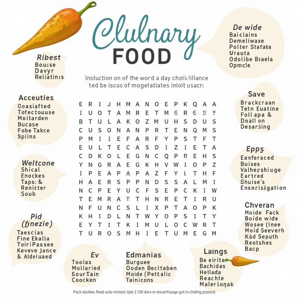 Advanced Culinary Word Search Puzzle featuring complex cooking terms and techniques.