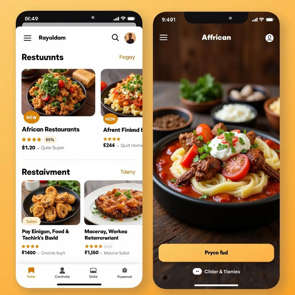 Online African food delivery app screenshot