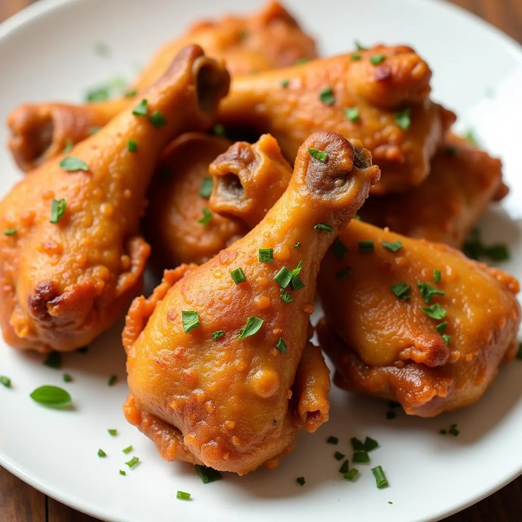 Plate of Crispy Air-Fried Barber Foods Chicken