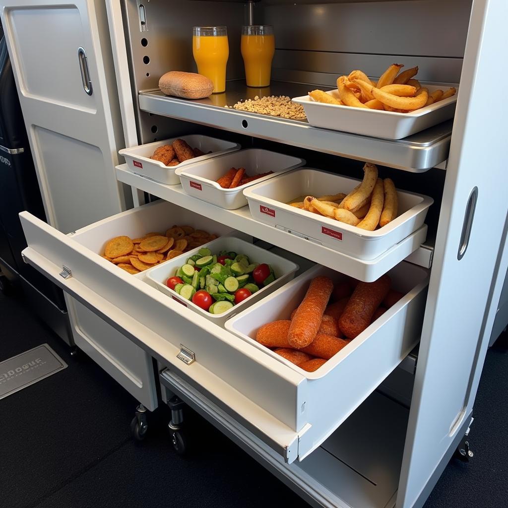 Inside an Aircraft Food Cart