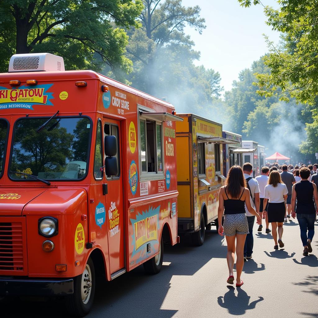 Food trucks lined up at the Akron Food Festival