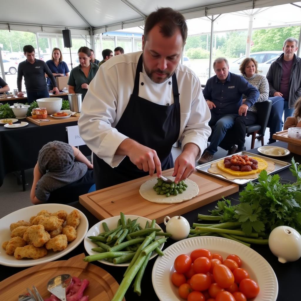 Chef Demonstrating Alaskan Cuisine Preparation Techniques