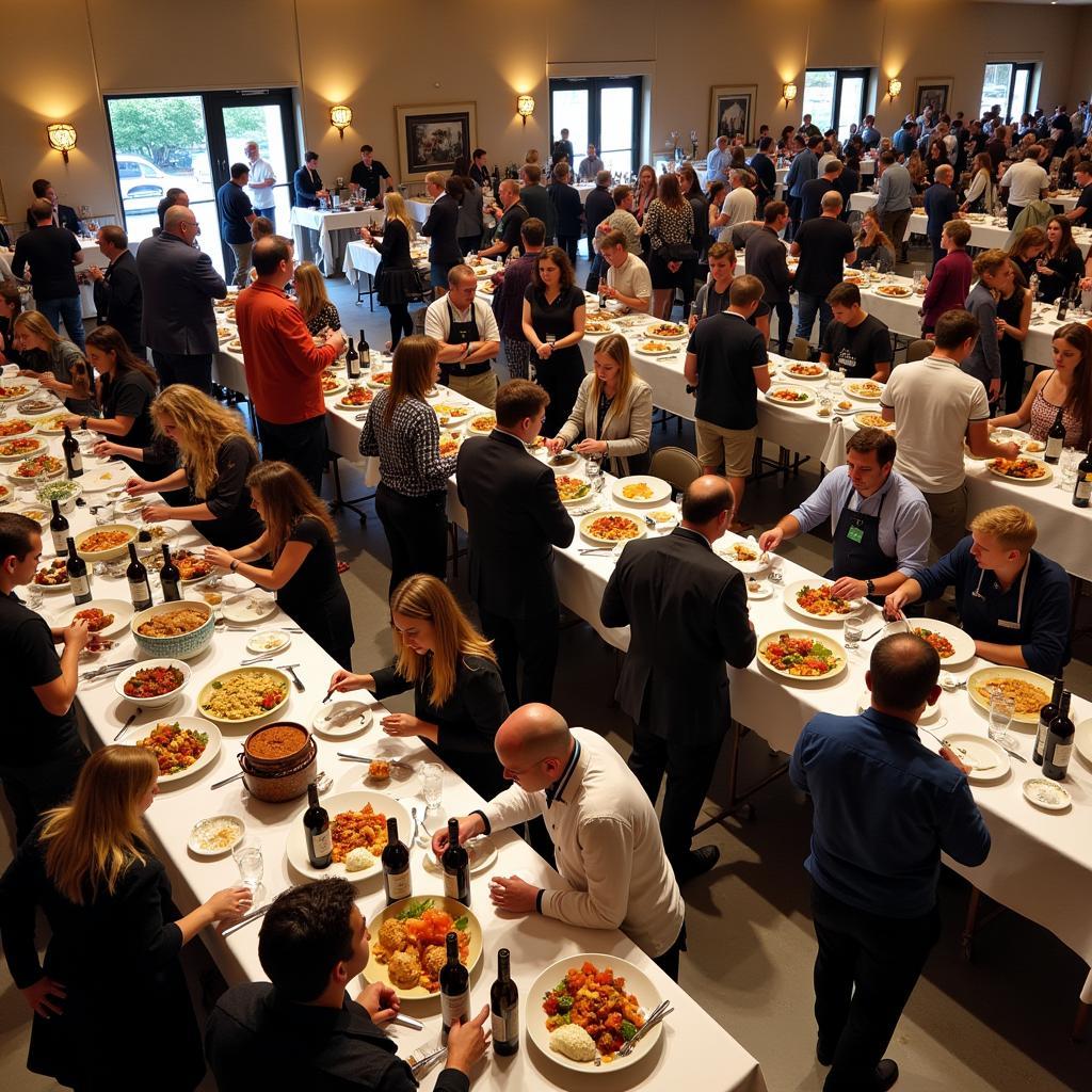 Attendees enjoying the Grand Tasting at the Albany Chefs' Food and Wine Festival.