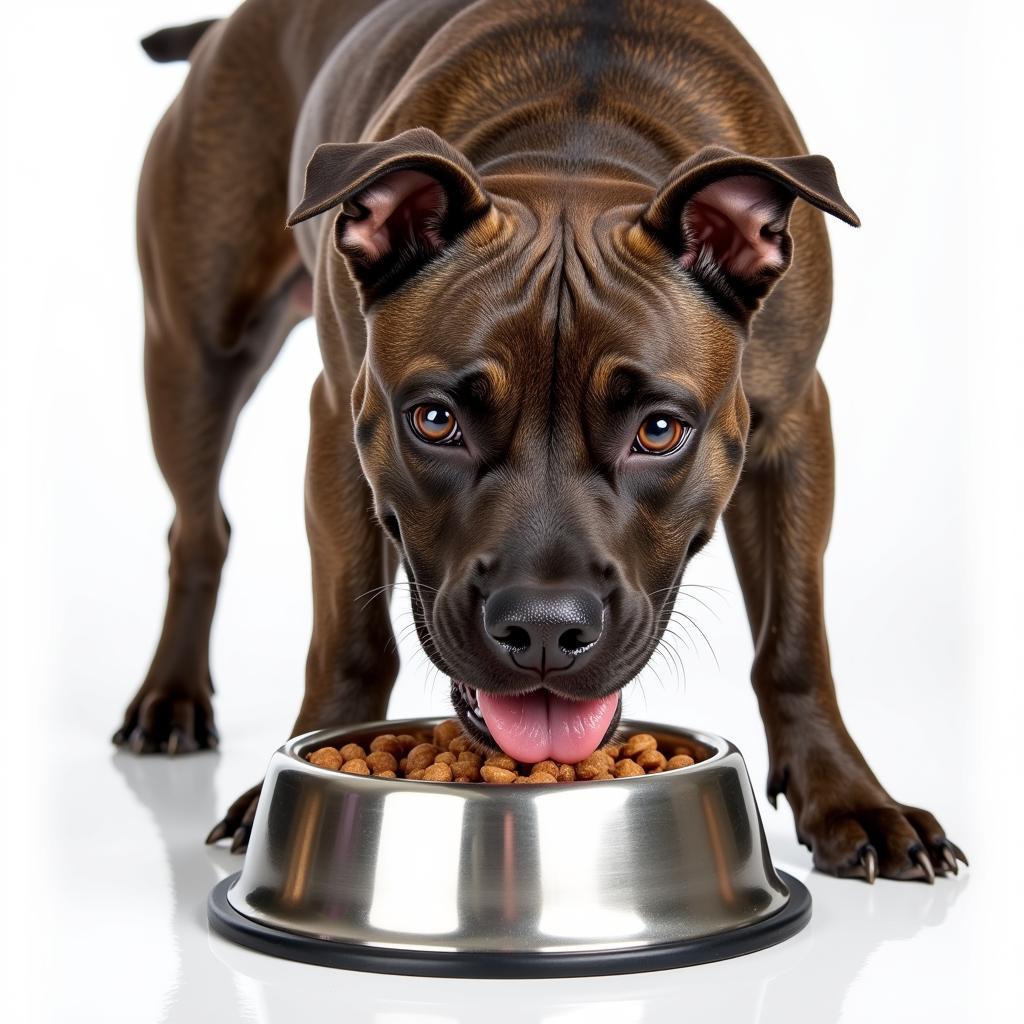 American Staffordshire Terrier Eating From Bowl