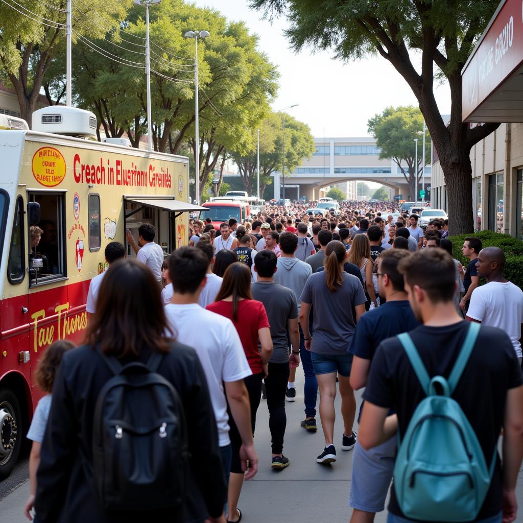  Line at a Popular Food Truck at Anaheim Convention Center 