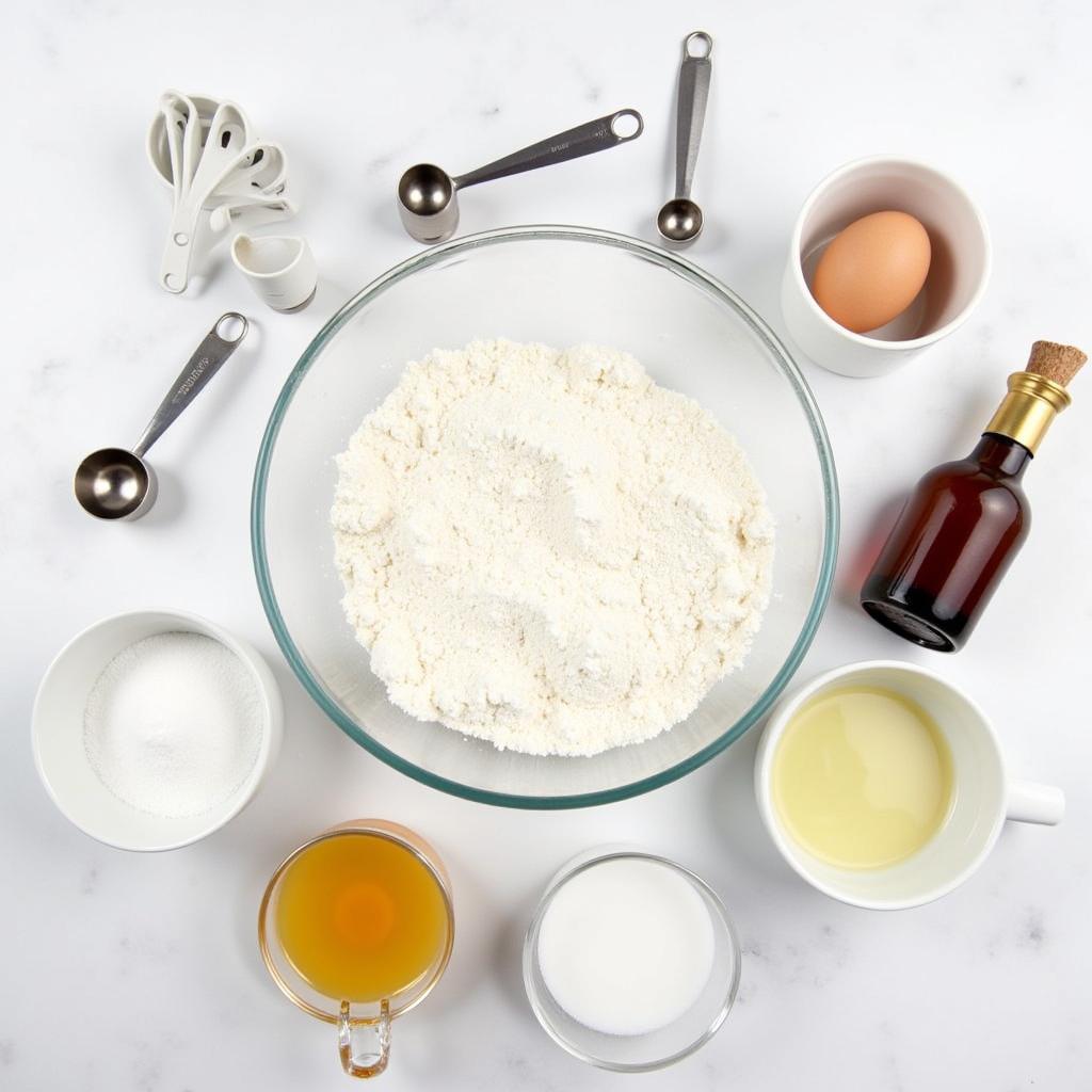 A table displaying common angel food cake ingredients