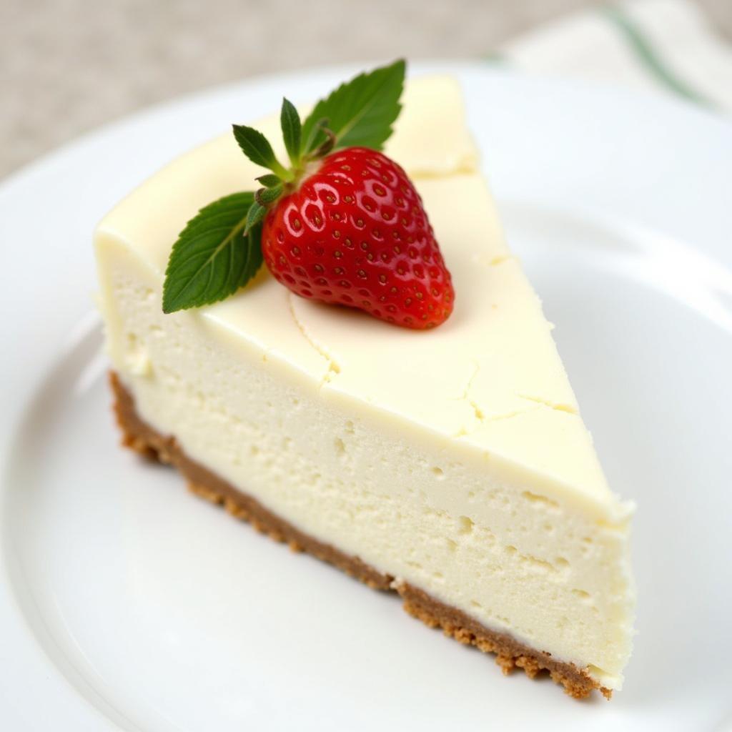 A slice of angel food cheesecake on a plate