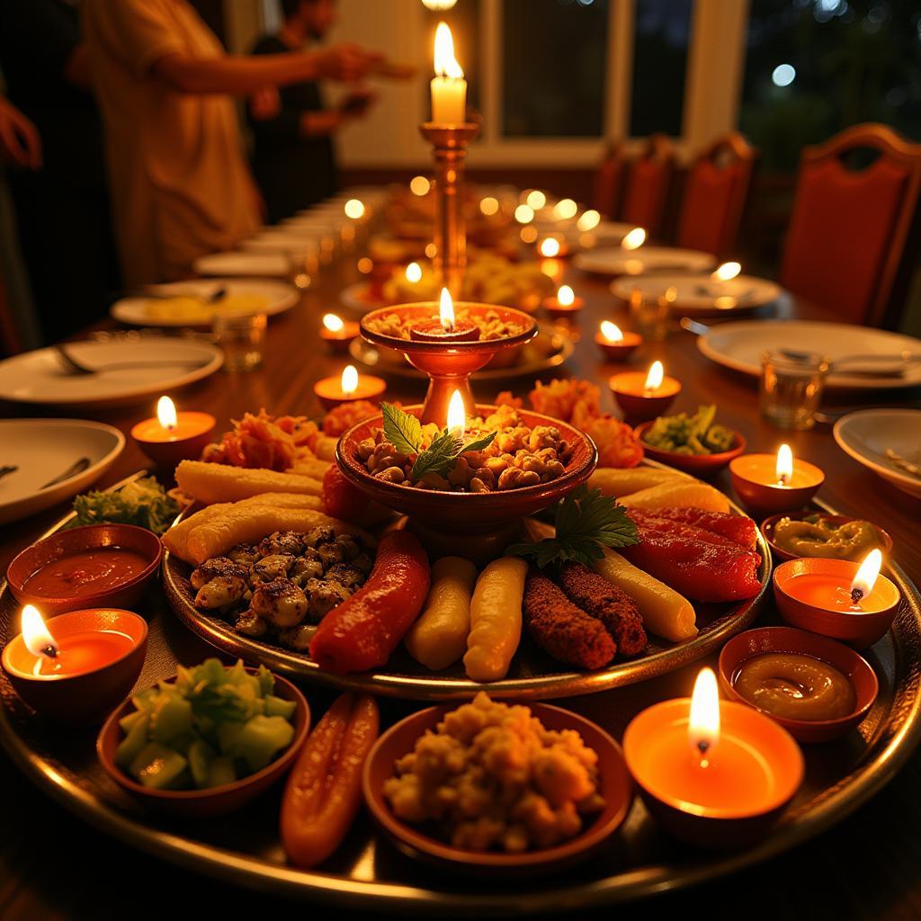 A colorful Annakut platter prepared for Diwali celebration