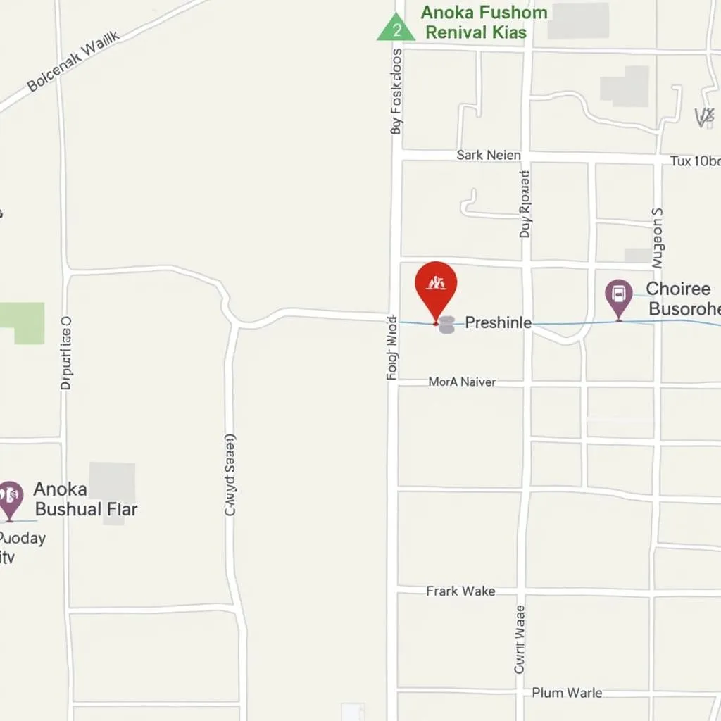 Map indicating the location of the Anoka Food Truck Festival