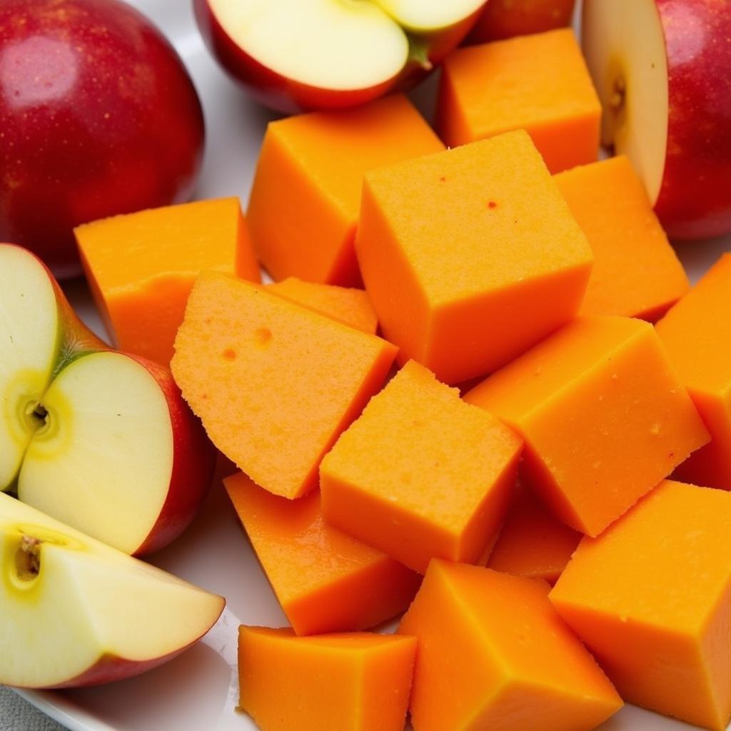 Fresh apples and sweet potatoes for baby food