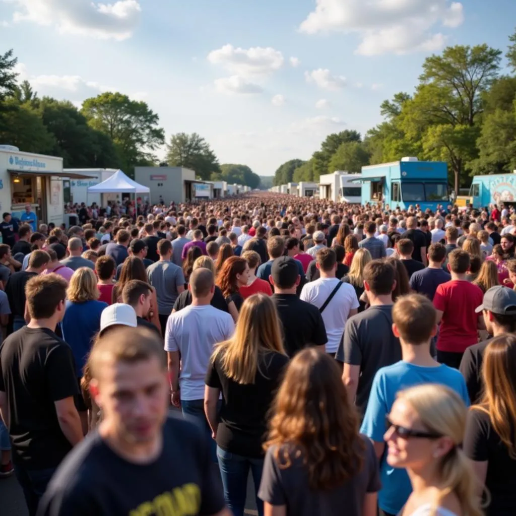 A diverse crowd enjoying the Appleton Food Truck Rally.