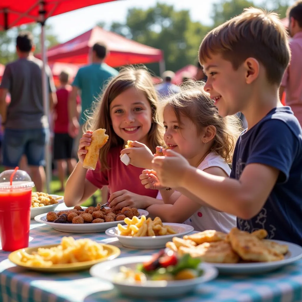 A family enjoying their time at the Appleton Food Truck Rally.