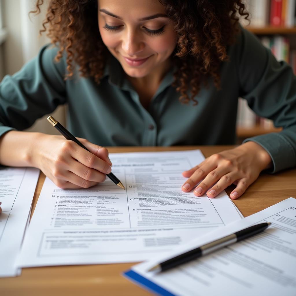 Woman filling out a SNAP application form