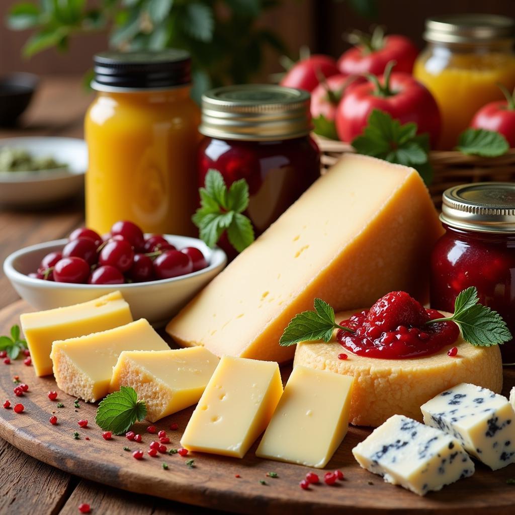 A Selection of Artisan Cheeses and Homemade Preserves