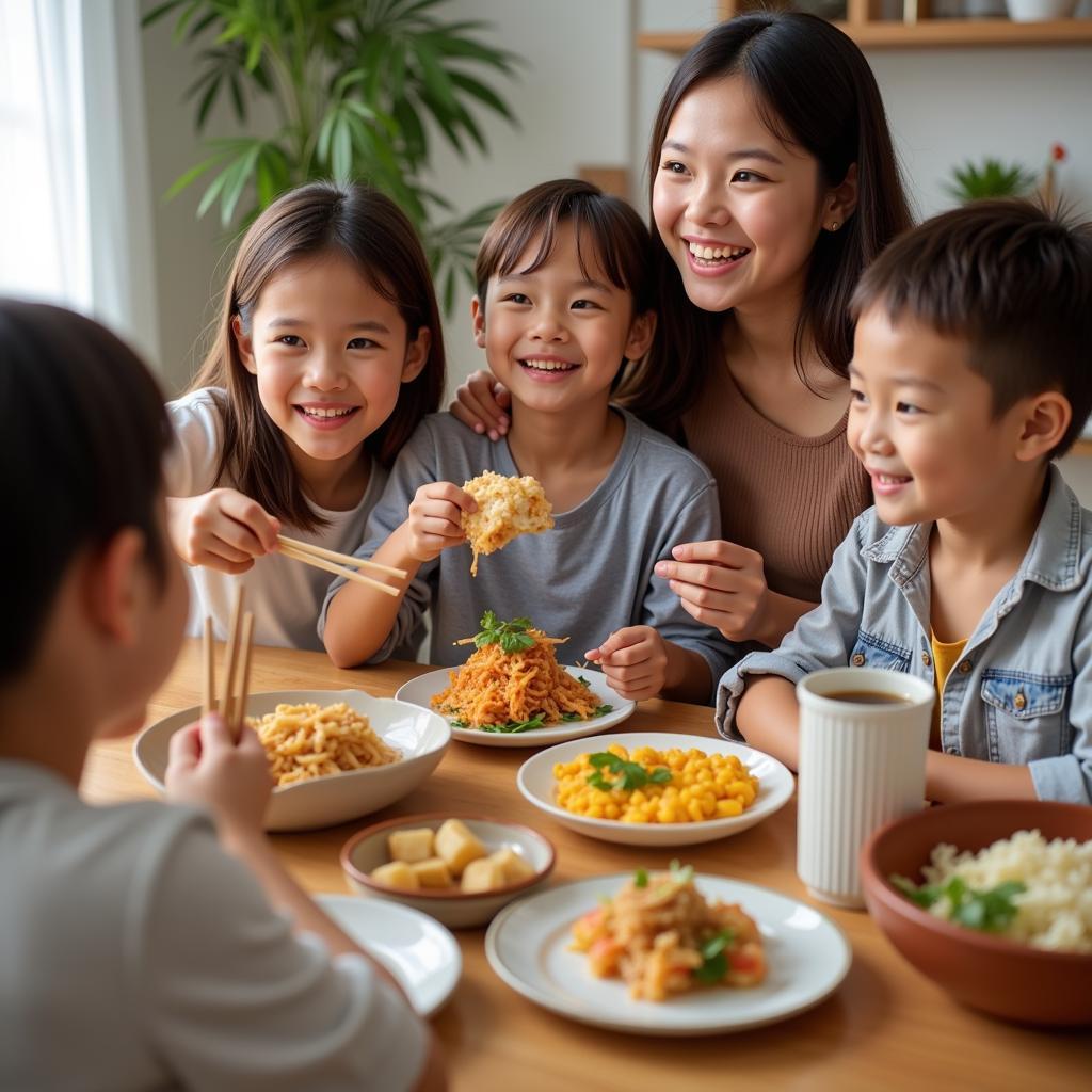 Family Enjoying Asian Food Box Delivery