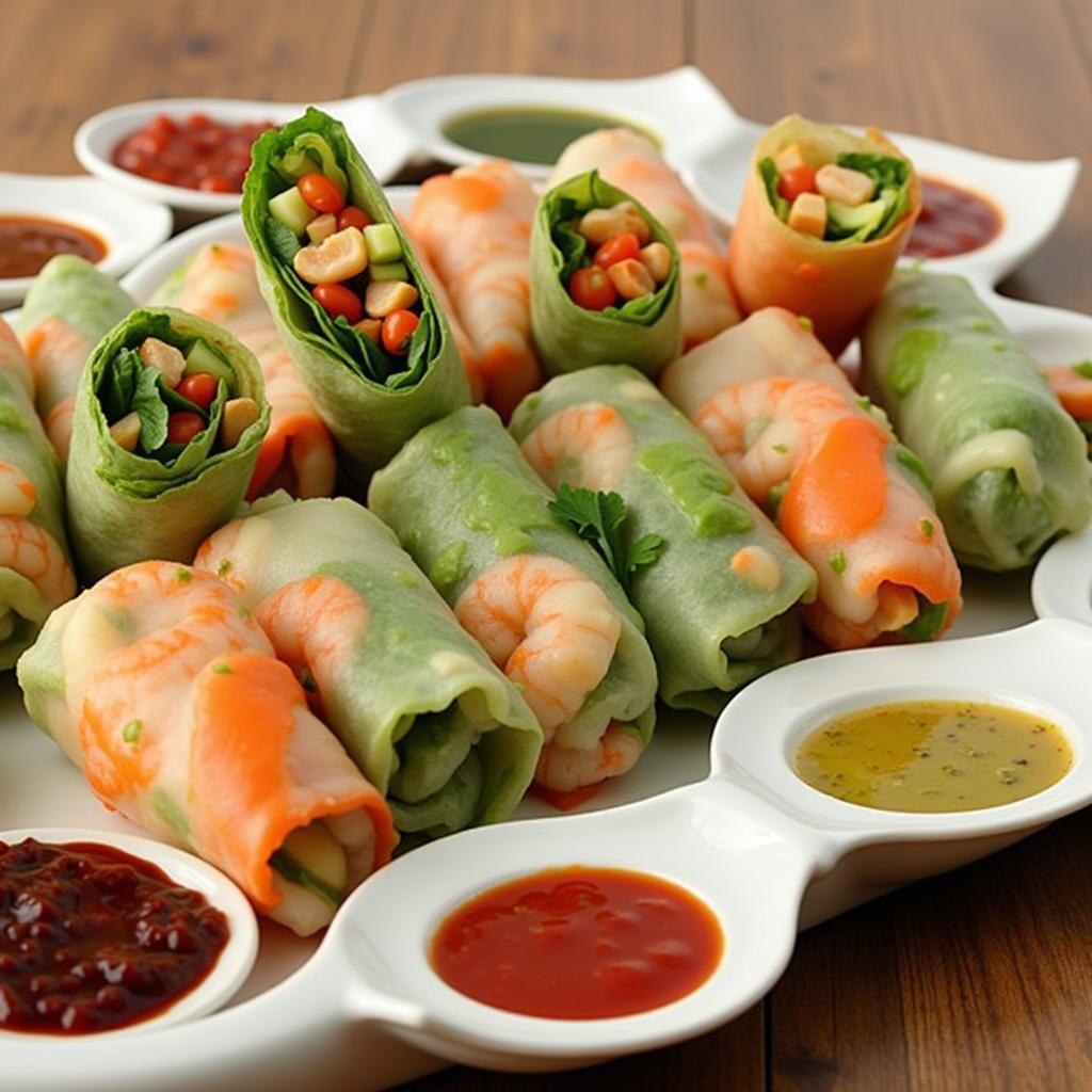 Assortment of Fresh Spring Rolls with Dipping Sauces