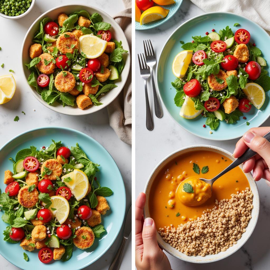 A variety of colorful and healthy grab and go salads, wraps, and bowls.