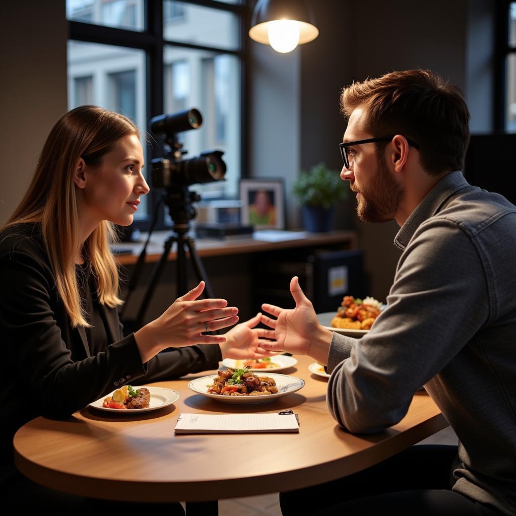 Atlanta food photographer meeting with a client to discuss a food photography project