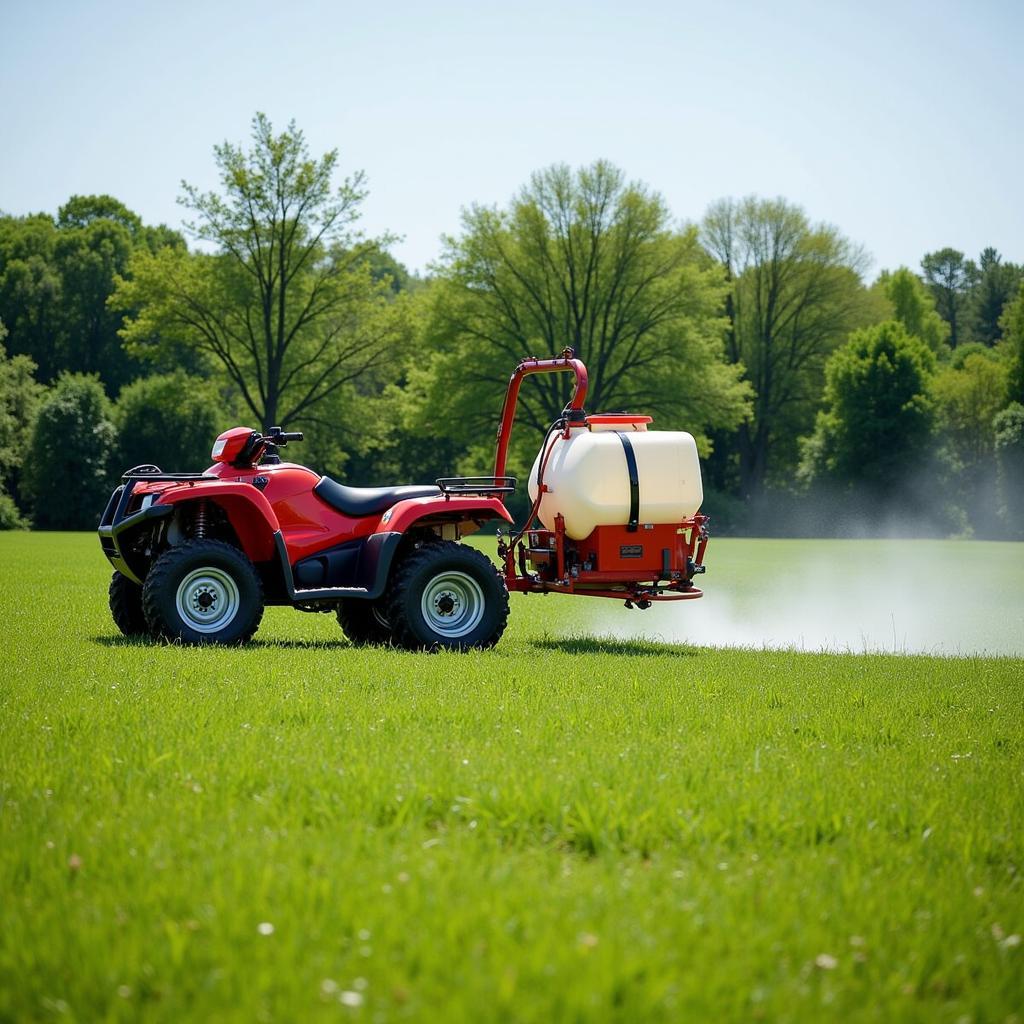 ATV Sprayer Being Used on a Lush Food Plot