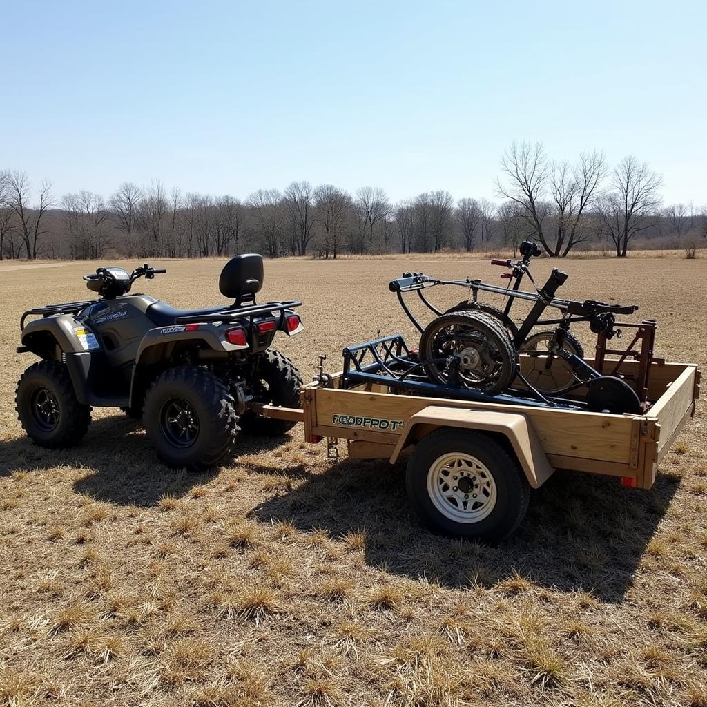 ATV with Trailer Full of Food Plot Equipment