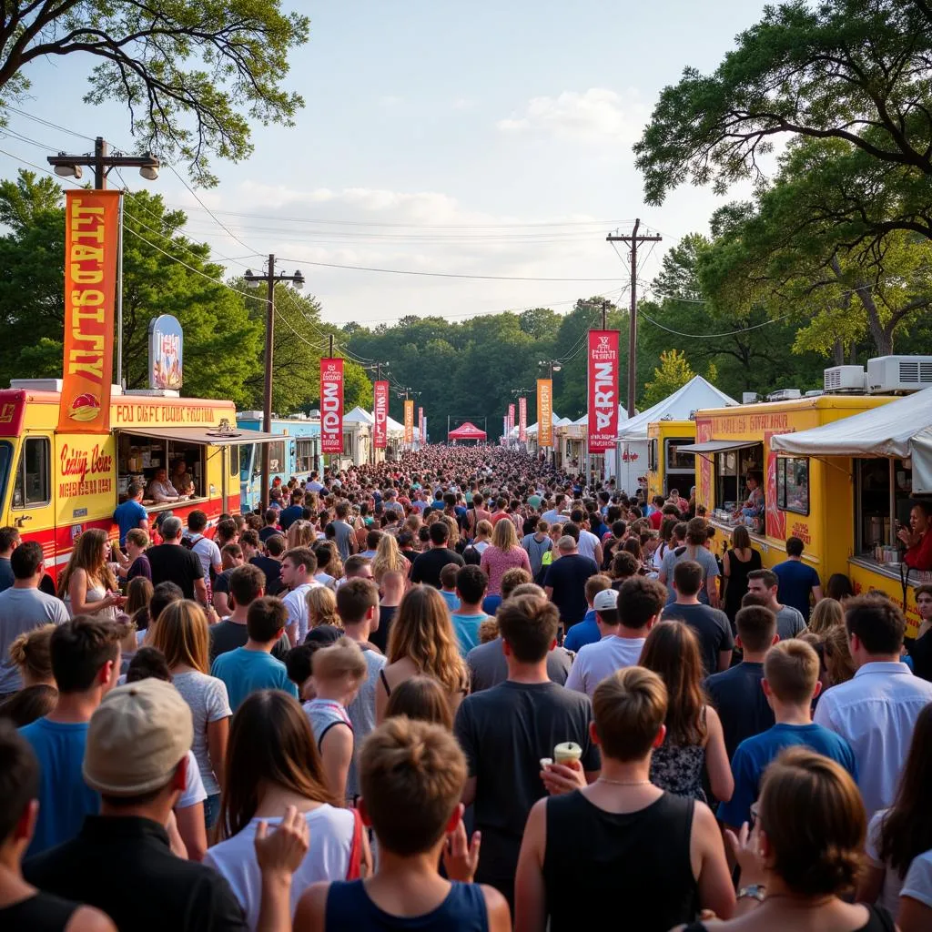 Crowds gather at a food truck festival in Augusta, GA.