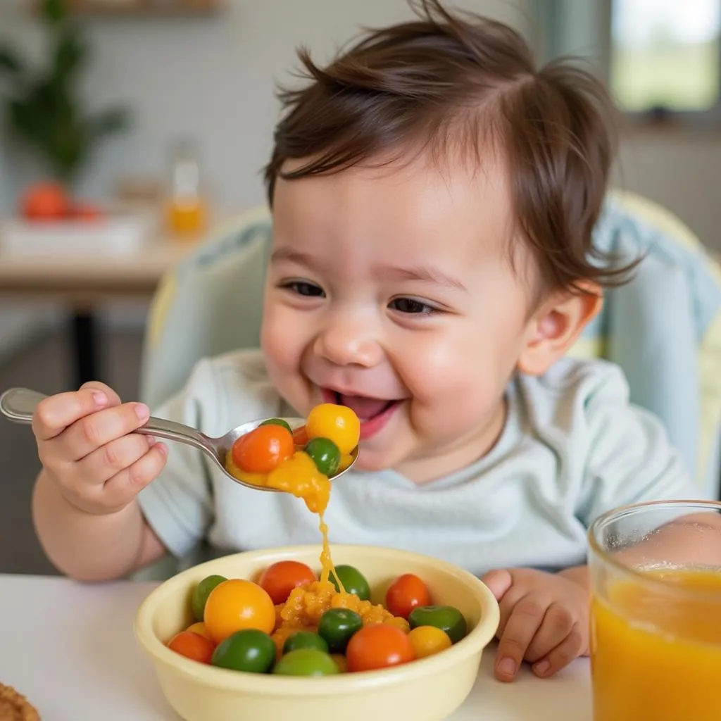 Happy Baby Eating