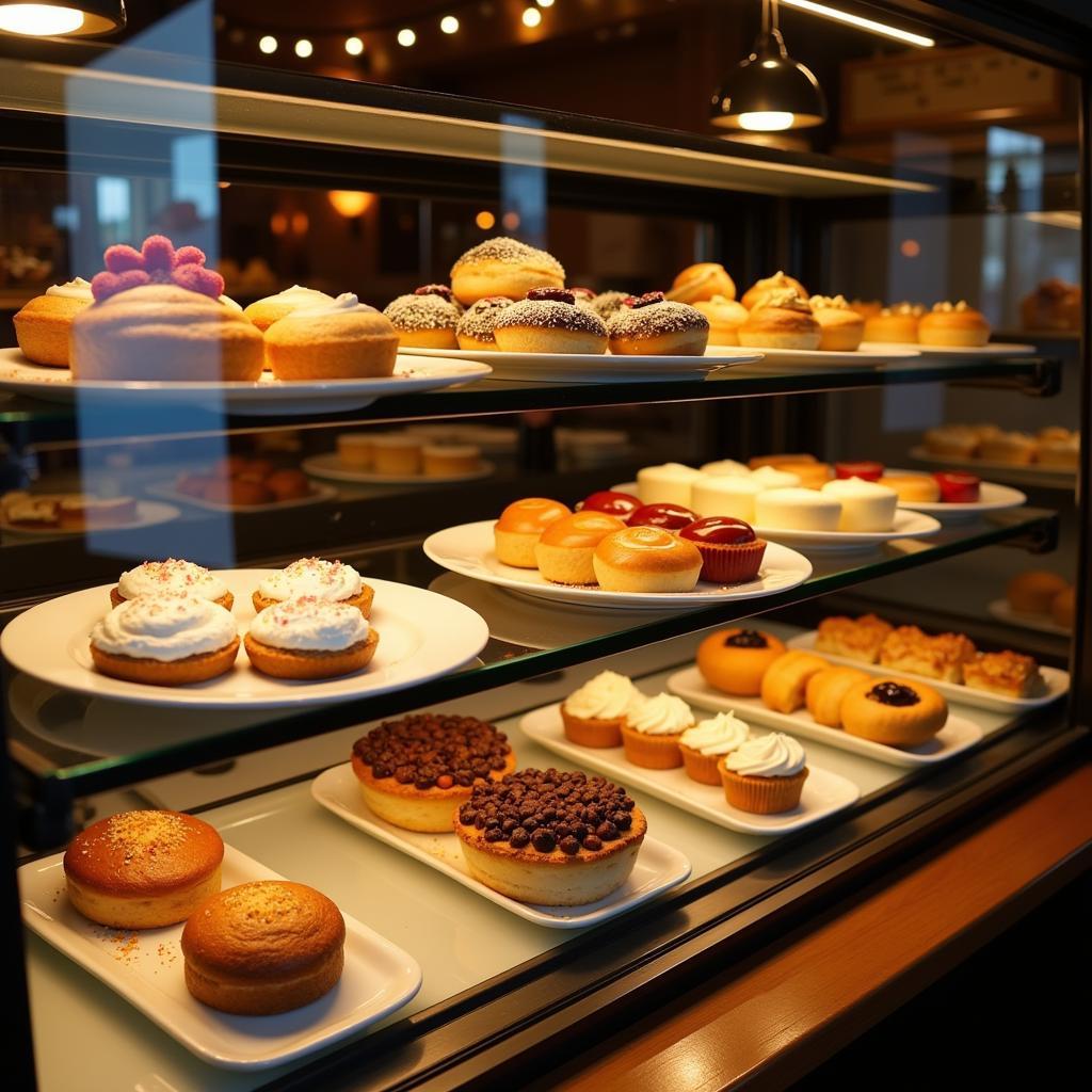 Bakery Display with Warm Lighting