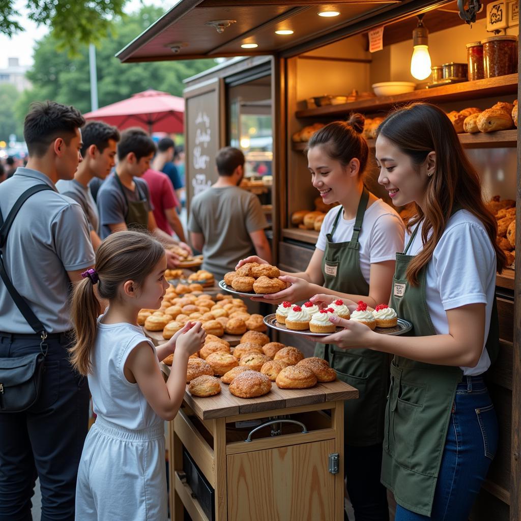 Bakery Food Truck Serving Customers