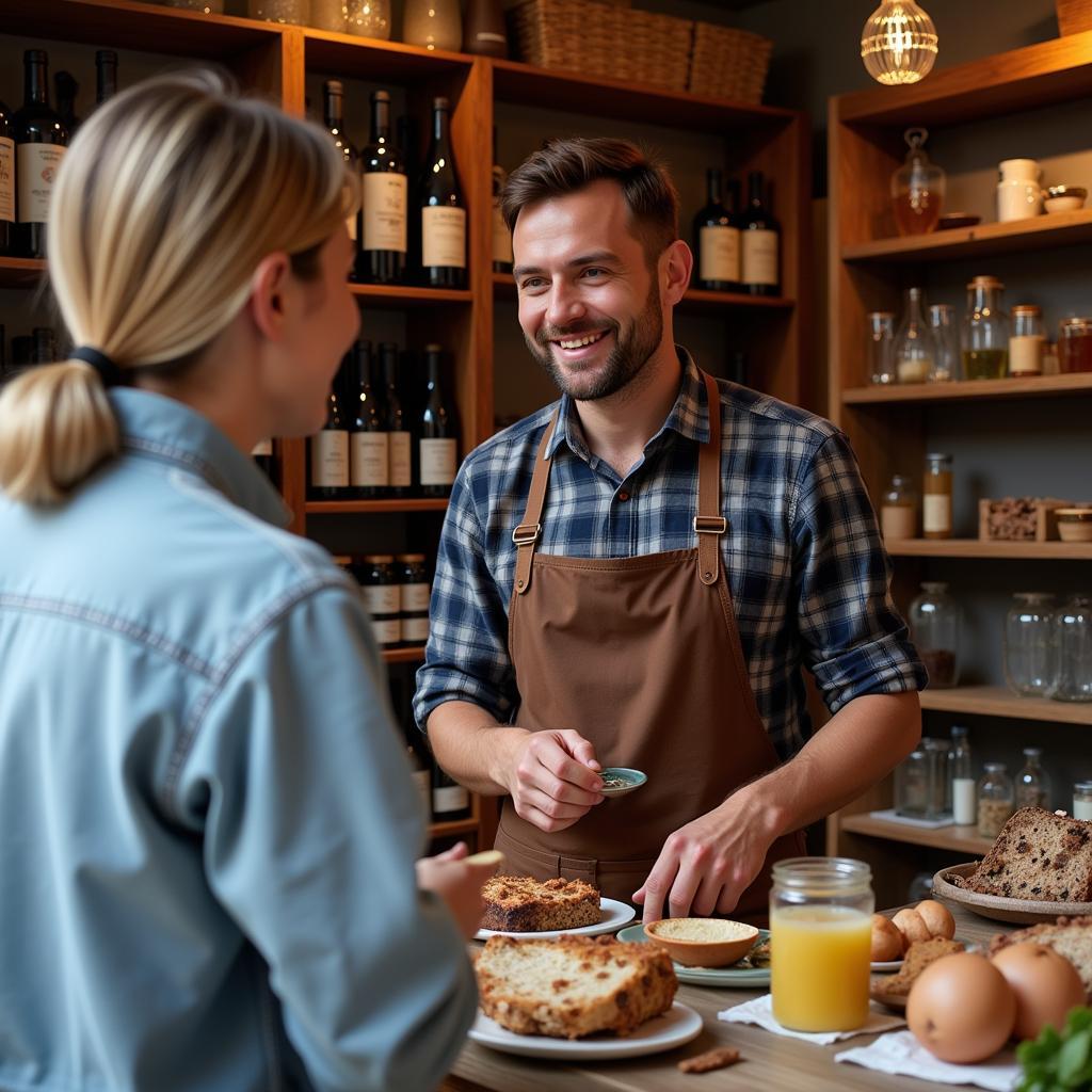 Balkan Shopkeeper Assisting a Customer