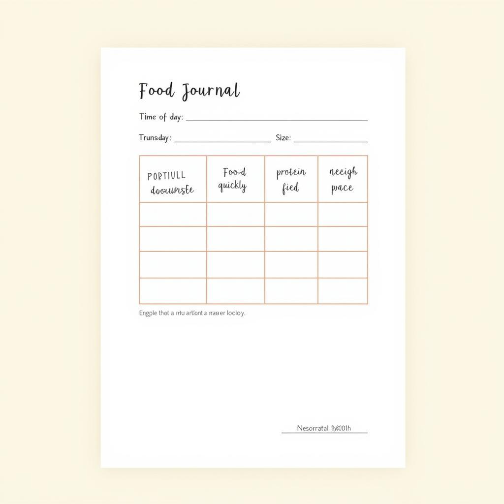 Example of a Bariatric Food Journal