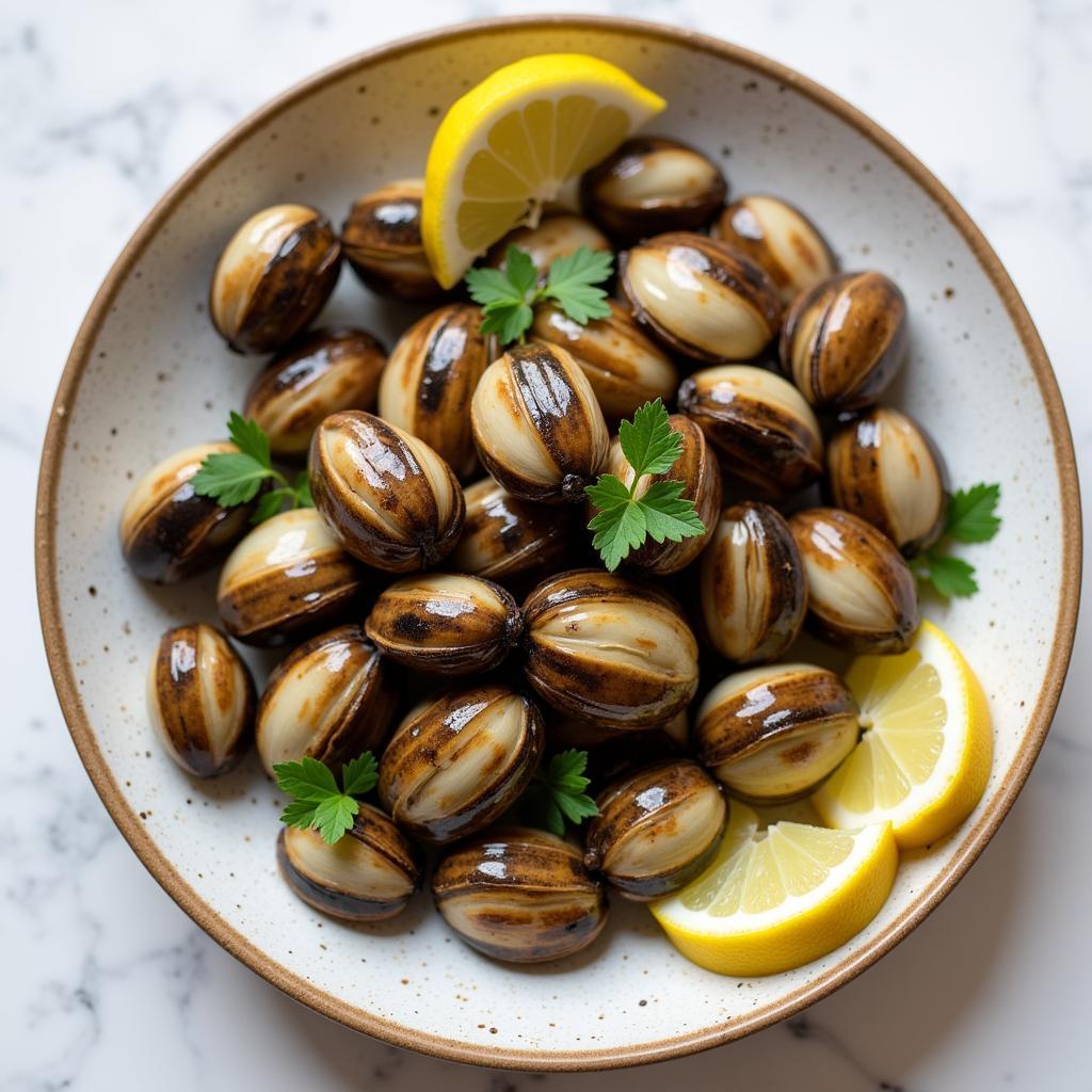 A delicious platter of steamed barnacles ready to be enjoyed