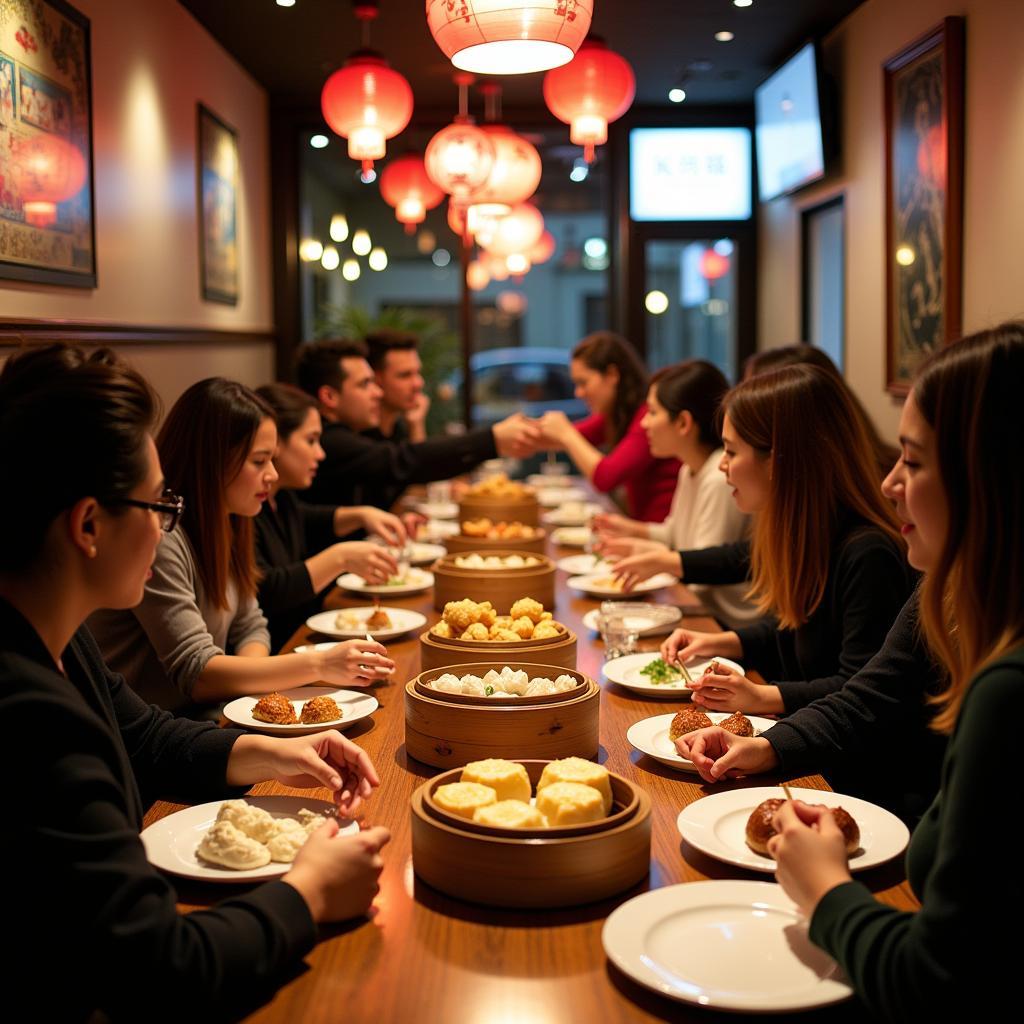 Inside a Bayonne Chinese restaurant with diners enjoying dim sum