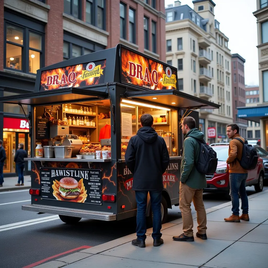 BBQ food trailer parked in a strategic location