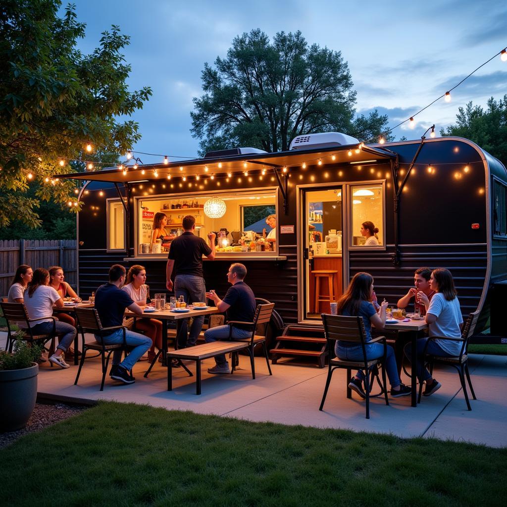 bbq food trailer with spacious porch design