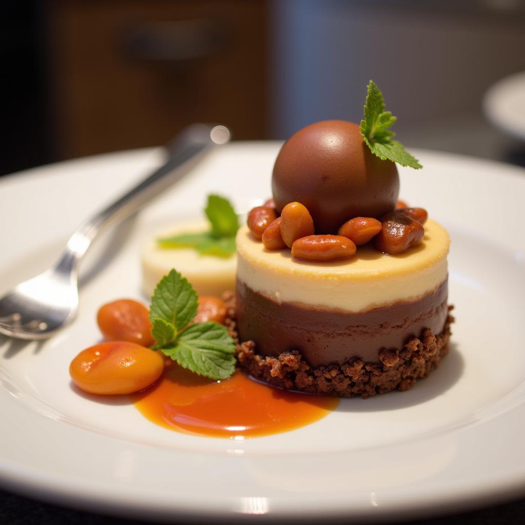 Exquisitely Plated Dessert with Intricate Details