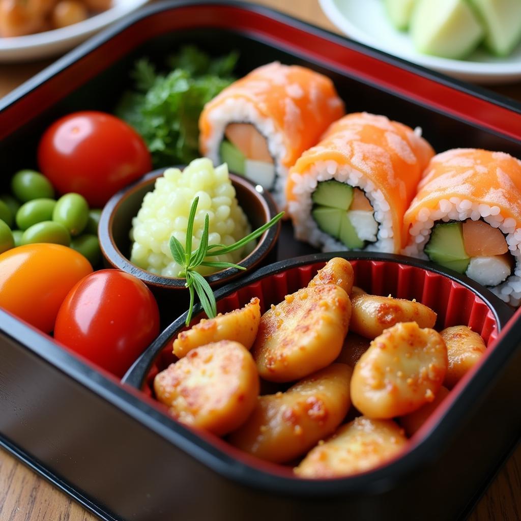 Bento Box with Arranged Food