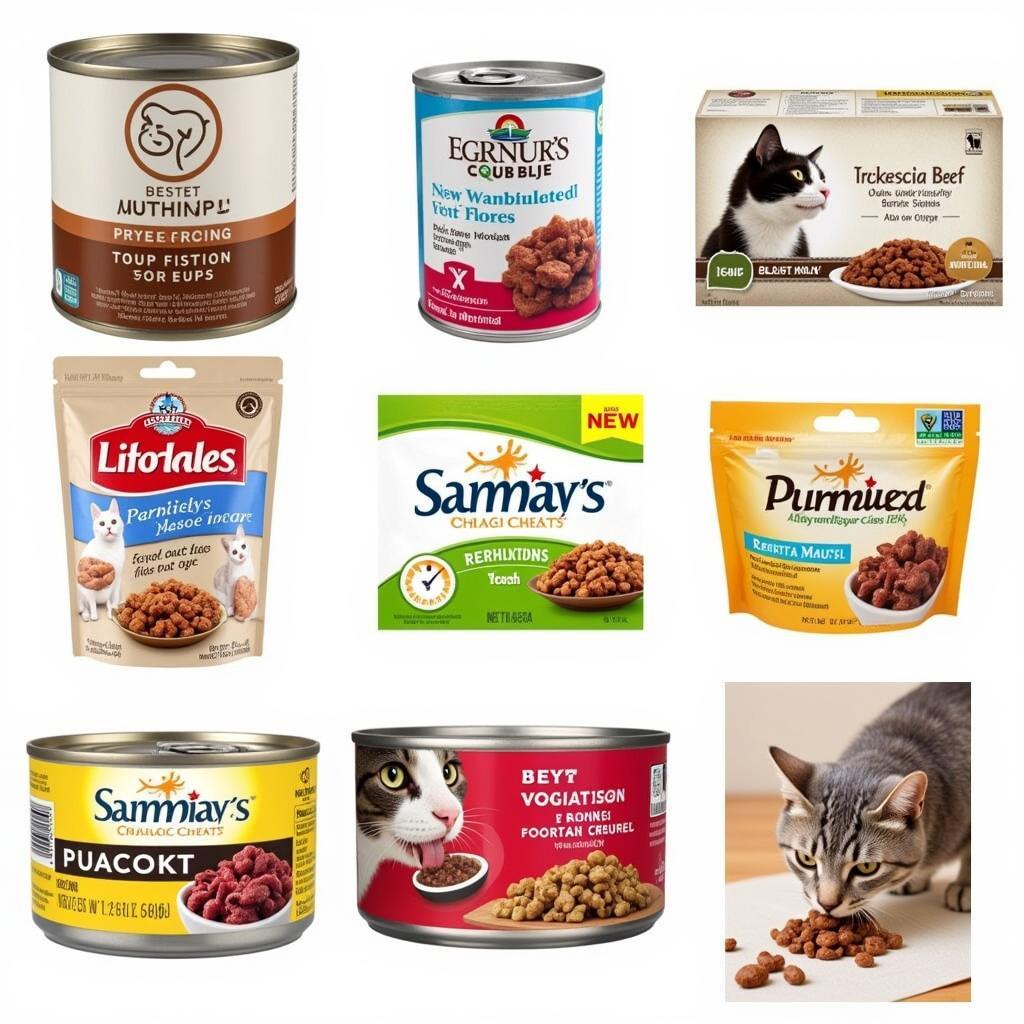 A Selection of Different Brands of Best Beef Wet Cat Food in Cans and Pouches