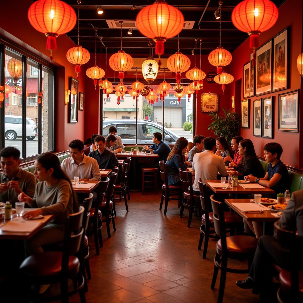 A bustling Chinese restaurant in Dundalk with patrons enjoying their meals